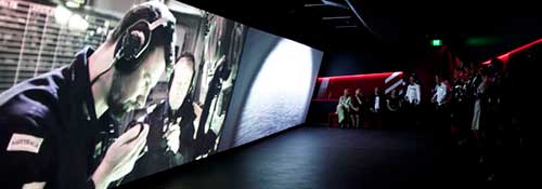 Visitors inside the immersive cinema experience